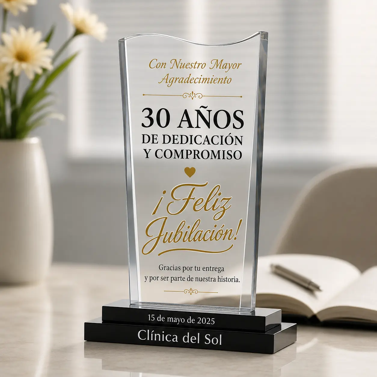 Placa de jubilación por 30 años de servicio
